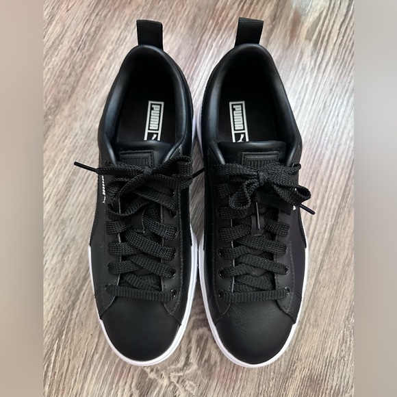 PUMA 👟 Mayze Black Leather Platform US Women’s Size 10 - Picture 13 of 14